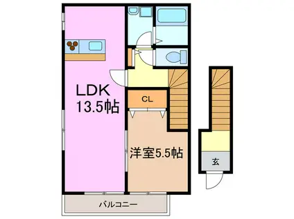 エステート和合(1LDK/2階)の間取り写真