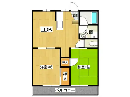 金子ハイツ(2LDK/2階)の間取り写真