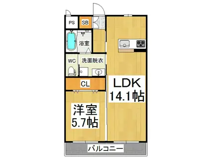 KFTマンション(1LDK/1階)の間取り写真
