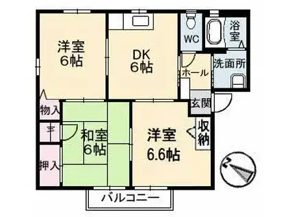 シャーメゾン桜井(3DK/1階)の間取り写真