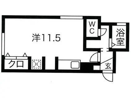 ニューマンション平岸(ワンルーム/1階)の間取り写真