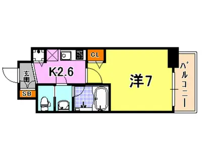 アスヴェル神戸ハーバーサイド(1K/9階)の間取り写真