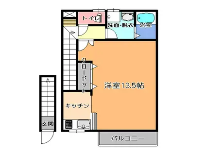 カームハイツタカセB(1K/2階)の間取り写真