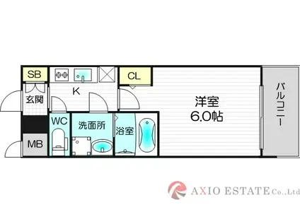 S-RESIDENCE新大阪GARDEN(1K/8階)の間取り写真