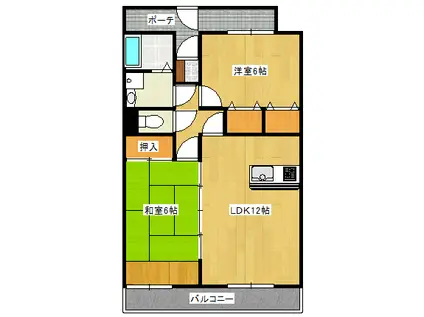 ペルファヴォーレ(2LDK/3階)の間取り写真