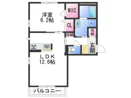 シャーメゾンNANRYU(1LDK/2階)の間取り写真