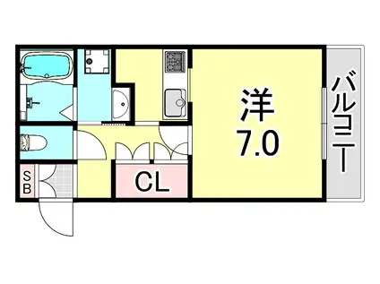 ハイマート須磨(1K/2階)の間取り写真