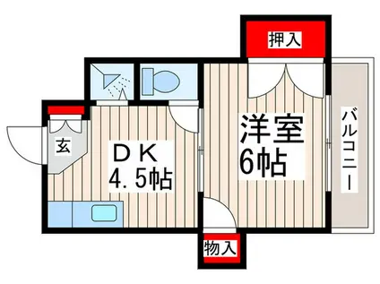 小竹ハイツ(1DK/2階)の間取り写真