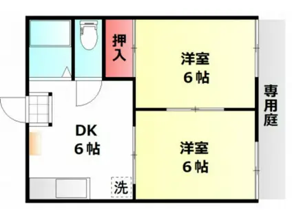 カーサ新屋敷B(2DK/1階)の間取り写真