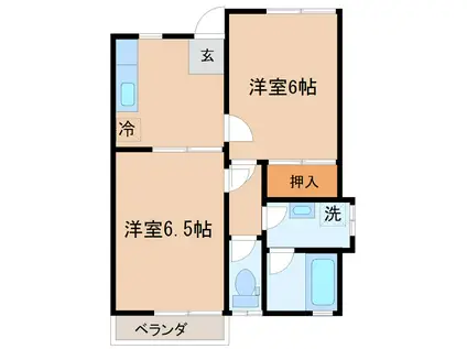 中村西根アパートII(2K/2階)の間取り写真