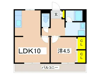 サンハイツ京田(1LDK/2階)の間取り写真