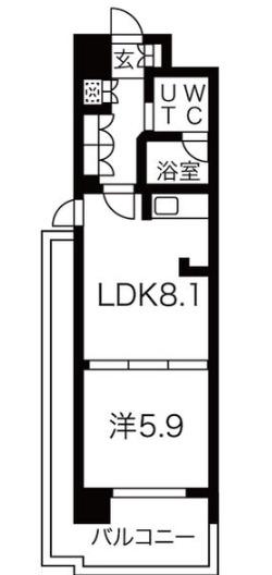 エグゼレジデンスタワー(1LDK/12階)の間取り写真