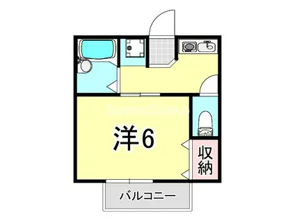 シャンブル・ドゥ・スマ(1K/2階)の間取り写真