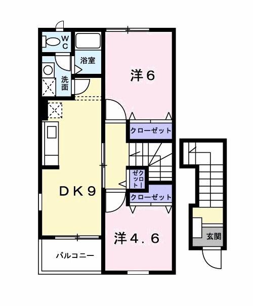 メゾン リヴァージュ(2DK/2階)の間取り写真
