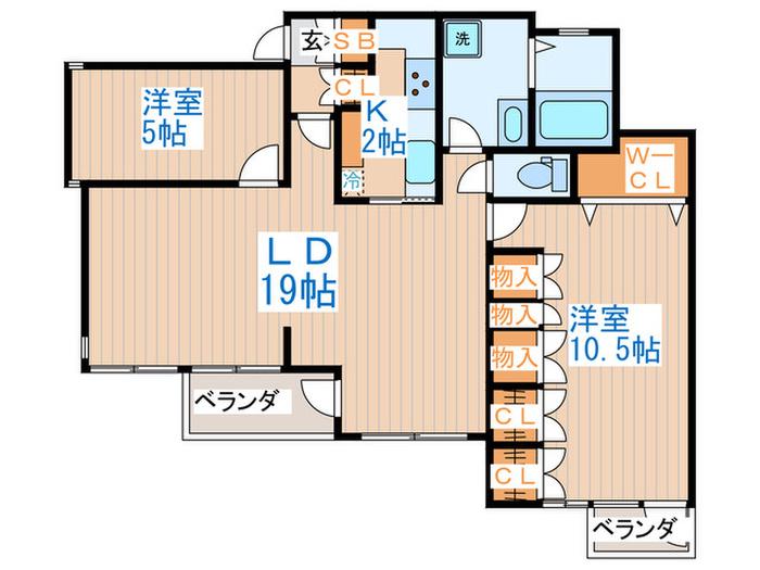 コスモパレ(2LDK/3階)の間取り写真