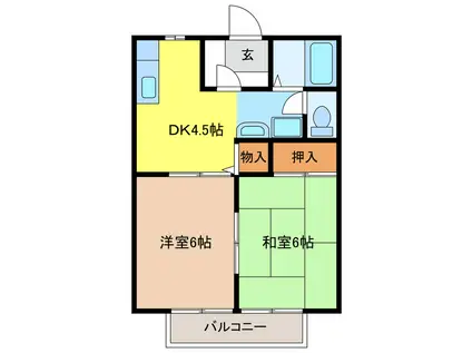 サンビレッジ上宇部 A棟(2DK/1階)の間取り写真