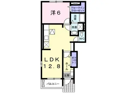 カーサ・ソーレB(1LDK/1階)の間取り写真