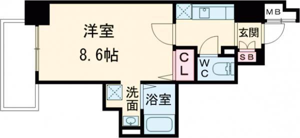 カシータ神戸元町JP(1K/4階)の間取り写真