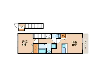 ピアチェーレA棟・B棟(1LDK/2階)の間取り写真