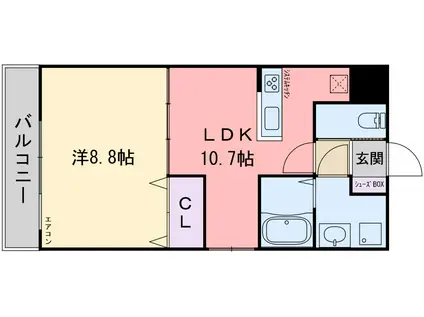ディンクス前原(1LDK/3階)の間取り写真
