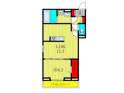 D-ROOM都賀2丁目IIーA棟(1LDK/2階)の間取り写真