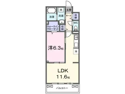 プラーツ ブレイダ(1LDK/3階)の間取り写真