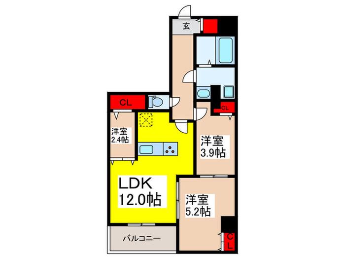 コンフォリア・リヴ豊洲キャナル(3LDK/2階)の間取り写真