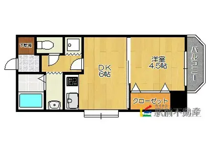 日吉壱番館(1DK/4階)の間取り写真