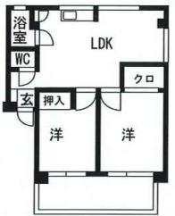 中山手通7丁目南マンション4棟(2LDK/2階)の間取り写真