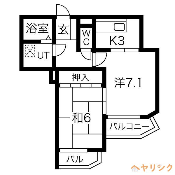 ラウムズ虹ヶ丘(2K/2階)の間取り写真