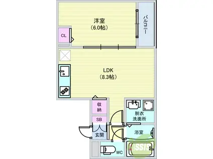 メゾンみけ(1LDK/3階)の間取り写真