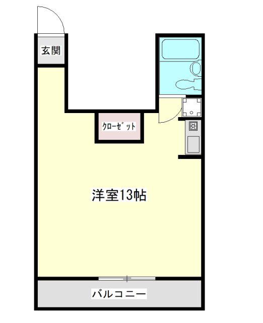 ハイツソレイユ(ワンルーム/2階)の間取り写真