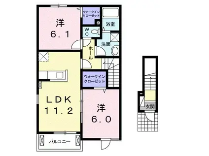 ボヌールメゾン・I(2LDK/2階)の間取り写真
