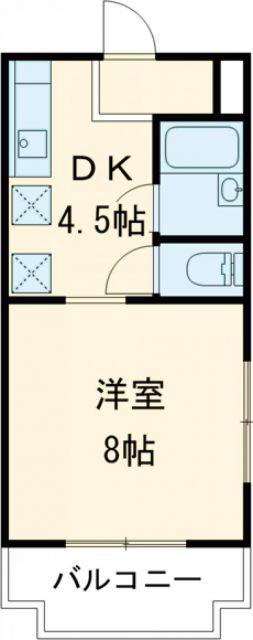 わかば台ハイツ(1DK/1階)の間取り写真