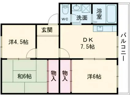 すずらん台コート(3DK/5階)の間取り写真