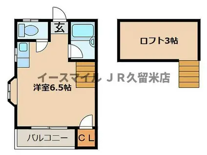 シャルム諏訪野(ワンルーム/1階)の間取り写真