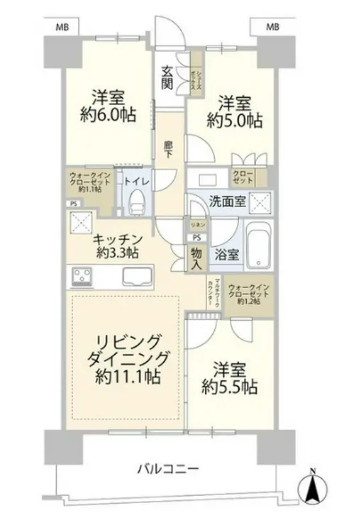 ガーデンクロス東京王子 6階階 間取り