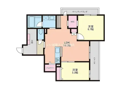 ウィズ ワンレジデンス大今里(2LDK/3階)の間取り写真