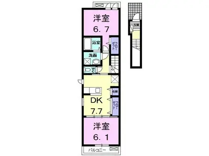 プチ・リヴェール(2DK/2階)の間取り写真