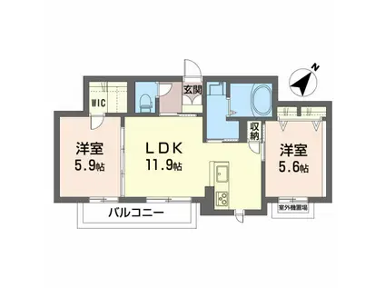 ベレオ リラフォートII(2LDK/3階)の間取り写真