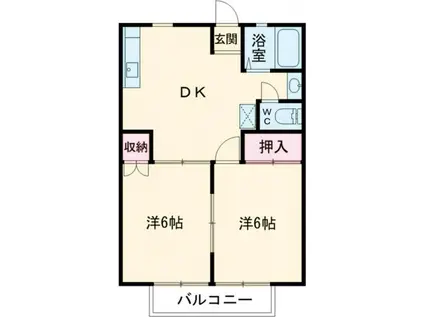 サンシティ向山B(2DK/1階)の間取り写真