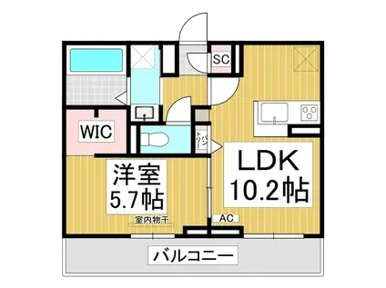 ヘシレ中御所(1LDK/2階)の間取り写真