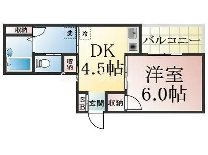 BAKER77(1DK/4階)の間取り写真
