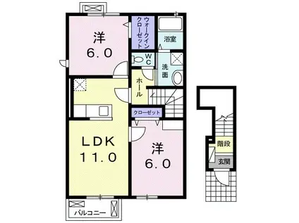 サダルスウド I(2LDK/2階)の間取り写真