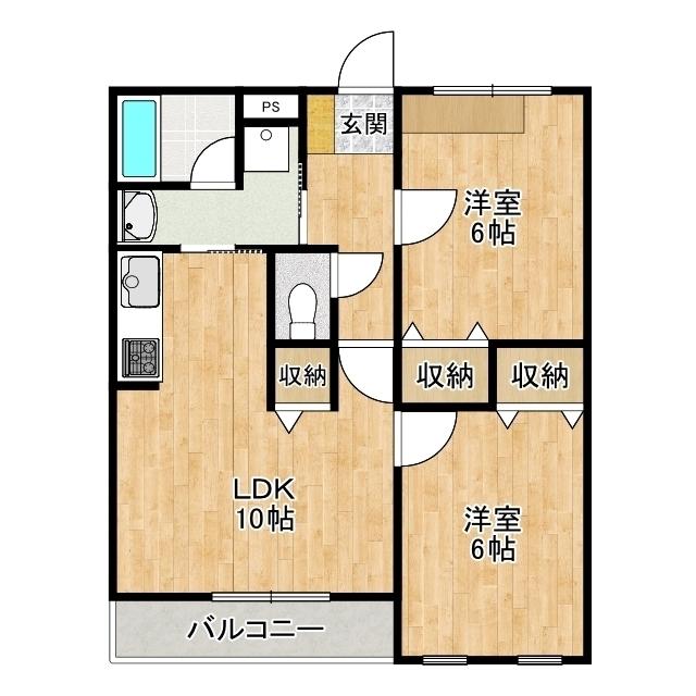 ベッラヴィスタ(2LDK/3階)の間取り写真
