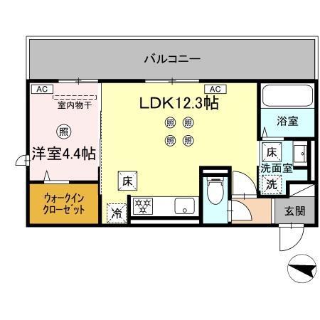 TORISIA飛田(1LDK/1階)の間取り写真