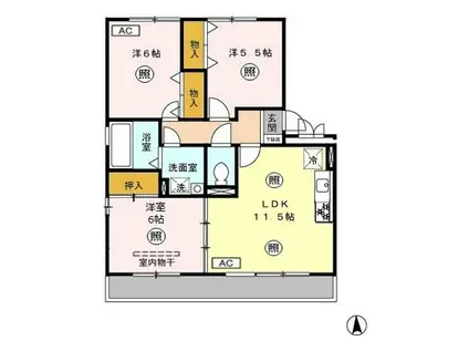 パルティールハイツ(3LDK/2階)の間取り写真