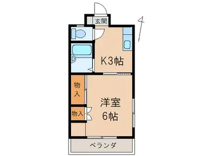 ヨットかわしま(1K/2階)の間取り写真