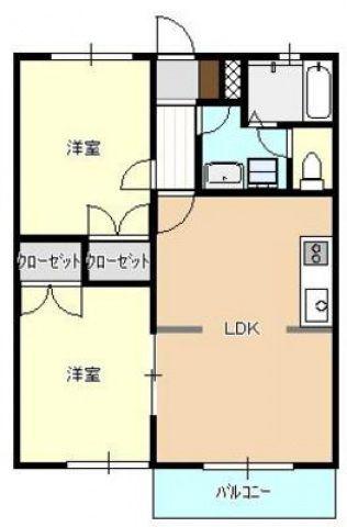 KEM-KAJITA-AP(2LDK/2階)の間取り写真