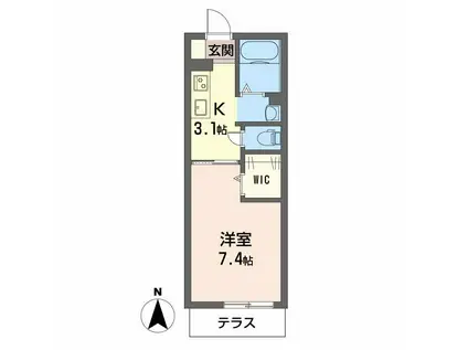 カーサラコルタ(1K/1階)の間取り写真